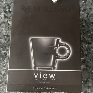 Nespresso View Collection Espresso Glass Cup and Stainless Steel Saucer Set of 2